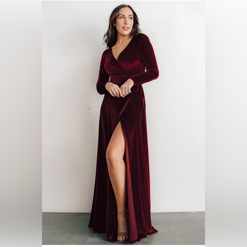 Baltic Born wrap style maxi velvet dress